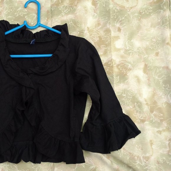 🍓 Voguish Frilly Black Shrug - Picture 4 of 7
